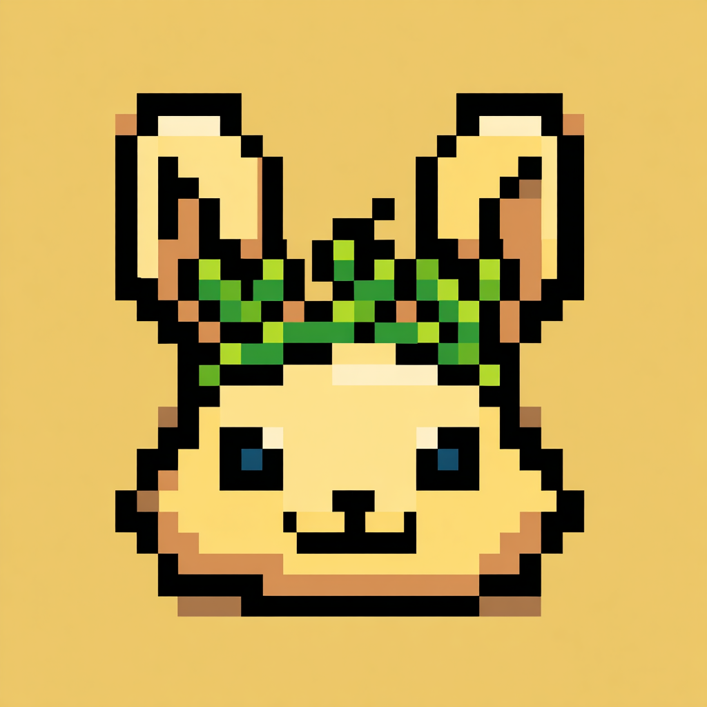 Golden Queen Pixel Rabbit